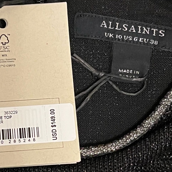 NWTA All Saints Nora Sparkle Top  Size 6 - Picture 6 of 8